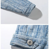 Spring Men Lapel Denim Coat Jacquard patter Fashion Washed denim jacket Motorcycle Jeans Jacket Hommes loose Cotton Casual Coats