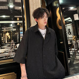 Streetwear Men's Glitter Shirts Summer Short Sleeve Oversized Chic All-match Shirt Men Women Korean Daily Loose Tops Black/White