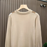 British Retro Men's Knitted Polo Shirt Light Luxury Patchwork Slim-fit Long Sleeve T-shirts Autumn Leisure Business Tops M-3XL