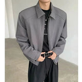 Black Short Autumn Suit Jacket Male College Preppy Wearing American Baseball Uniforms with High-end Shoulder Pad Jacket Chic
