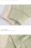 American high street men and women trendy contrasting color round neck sweater autumn and winter couple loose knit top harajuku