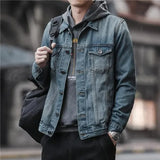 Button Men's Denim Jacket Loose Male Jean Coats Korea Washed In Lowest Price Korean Popular Clothes Designer Clothing Size L Y2k
