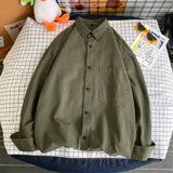 New Men Luxury Korean Style Shirts Casual Long Sleeve Drapped Solid Color Button-down Cardigan Fashion Japanese Blouse 2025 New