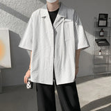 Summer Blue Short Sleeved Shirt Men Fashion Society Mens Dress Shirt Korean Loose Casual White Shirt Mens Office Formal Shirts