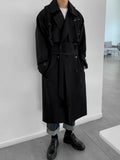 Men's Wear Korean Trend Windbreaker Mid Long Loose Clothes Handsome Male's Autumn Casual Trench Coat With Belt New