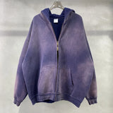 Men's Zip Up Hoodies Tie Dye Washed Double Oversize Cardigan Sweatshirt Loose Plus Plush Gradient Man Hooded Pullovers Winter