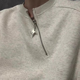 Men Sweatshirt Side Zip Casual Tshirt Autumn Streetwear Fashion Trend Youth All-Match Daily Long-Sleeved Top Male Men'S Clothing