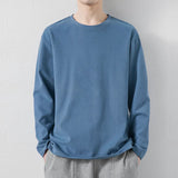 Spring Autumn KPOP Fashion Style Harajuku Slim Fit Tops Loose Casual All Match Sweatshirt Solid O Neck Thin Long Sleeve Tshirts