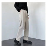 Spring Autumn Men's Fashionable White Korean Style Casual Pants Street Draped Straight Loose Suit Casual Trousers Male