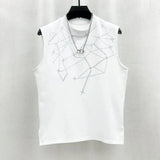 Mens Vest Personalized Heavy Industry Hot Stamping Diamond Starry Vest Summer Casual Sports Sleeveless Top Men's Clothing