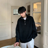 Korean Fashion Men Henry Sweaters Light Luxury Solid Color Long Sleeve Knitwear Premium Quality Button-down Knit Pullover M-3XL