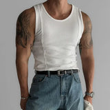 American Vertical Thread Tank Tops Muscle Men's Tight Elastic Sleeveless T-shirt Splicing Lines Thin Quick Drying Fitness Vest