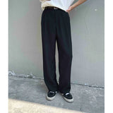 Grey Black Suit Pants Men Fashion Social Mens Dress Pants Korean Loose Straight Wide Leg Pants Mens Office Formal Trousers M-2XL