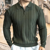 New American Chic Men Polo Sweater Light Luxury Trendy Fitness Knit Solid Color Pullover Leisure Slim-fit Long Sleeve Knitwear