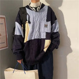 Autumn and winter street fashion Korean style personalized round neck sweater for couples loose retro Harajuku casual top y2k