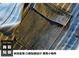 American Striped Spliced Denim Jacket Men 2025 Autumn Trendy Handsome Men Women Casual Loose Work Shirt Jacket Aesthetic Chic