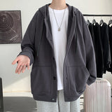Harajuku Y2K Hiphop New Retro Hoodie Men's Cardigan Sweatshirt Fashion Solid Coat Oversized Brand Cardigan Jacket