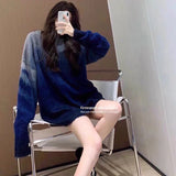 Double-headed Arrow Green Mohair Sweater For Men Women Loose Pullover Autumn Winter Jersey
