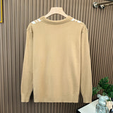 British Retro Men's Knitted Polo Shirt Light Luxury Patchwork Slim-fit Short Sleeve T-shirts Leisure Business  V-neck Tops M-3XL