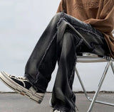 Cargo Jeans Men Fashion High Street Popular American Style Raw Edge Patchwork Gradient Color Spring Autumn Teenagers Temperament