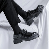 Original Design New British Style Lacquer Leather Men's Shoes Black Elevated Shoes Lace up Business Casual Shoes