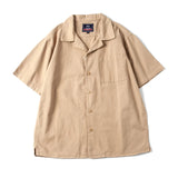 American Retro Cotton Top Washing Men's Shirt Loose Japanese Summer Cuban Collar Short-sleeved Shirt Fashionable Handsome Top