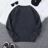 New\Japanese Style Round Neck Couple Sweater Plain Weave Style Casual Versatile Trendyy Men's Long-Sleeved Sweater Top