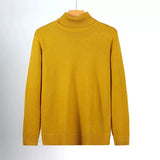 New Korean Fashion Men Sweater Light Luxury Trendy Turtleneck Knit Solid Color Pullover Leisure Retro Long Sleeve Basic Knitwear