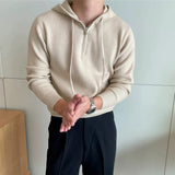 New British Leisure Men's Hooded Sweater Trendy Zip-up Preppy Style Slim-fit Long Sleeve Hoodies Casual Vintage Warmth Knitwear