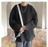 American style trendy men and women retro round neck personalized sweater couple autumn and winter lazy style casual knitted top