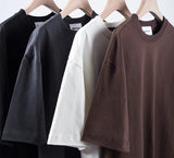 New Men Oversized T shirts Female 260 GSM Casual White Streetwear Tees Black Solid Basic Summer Tops for Young