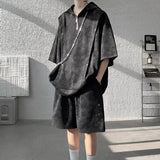 Summer Men Cargo Style Set Men Casual Hooded Short Sleeve T-Shirt +Shorts Male Loose Pullover Fashion Handsometracksuits