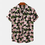 Men's Designer Hawaii Shirts Short Sleeve Lapel Tops New Fashion Flower 3d Print Street Hip Hop Casual Vintage Clothing Male 4XL