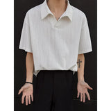 Summer Short Sleeved T-shirt Men Fashion White Casual T Shirt Men Streetwear Korean Loose Lapel T Shirt Mens Polo Shirt