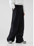 Pleated Brushed Pants Men Hip Hop Korean Wide Leg Trousers Male High Waist Oversize Casual Streetwear Vintage Autumn