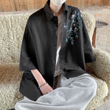 Men's Oversized Shirts Bamboo Print Mens Blouse White Fashion 5XL Oversize Shirt Casual Wear Summer for Men New Clothing