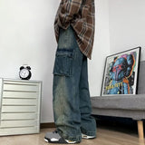 Cyber Y2K Streetwear Multi Pockets Baggy Jeans Cargo Pants For Men 90S Vintage Clothes Old Straight Luxury Denim Trousers