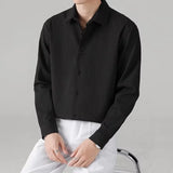 New Men Luxury Korean Style Shirts Casual Long Sleeve Drapped Solid Color Button-down Cardigan Fashion Business Leisure Blouse