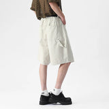 Summer Back Ribbon Design Casual Shorts Simple Loose Fit Male Solid Color New Fashion Men's Bottoms 2025 Pants