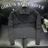Men Jackets Pure Color Cropped Japanese Style Pockets Simple All-match Workout Advanced Lapel Harajuku Single Breasted Vitality