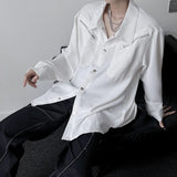 Niche High-end White Shirt Spring Autumn Men Women Youth Casual Metal Button Design Long Sleeve Trend Shirt Aesthetic Streetwear