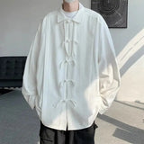 New Classic Shirt Men Clothing Chinese Style Long-sleeved Buttoned Scholar White Shirt Ancient Style Fashionable Casual Blouse