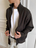 New Japanese Retro Men Cardigan Jacket Winter Light Luxury Trendy Turtleneck Knit Zip-up Long Sleeve Sweater Coat Premium Outfit