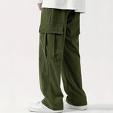 New European and American High Street Fashionable Overalls Men's Corduroy Loose Wide Leg Straight All-Matching Casual Pants