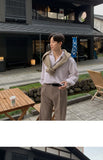 Oversized Men's Niche Striped Shirt, Spring&Autumn Fashion All-Matching Long Sleeve Shirt Coat, Korean Casual Unisex Outdoor