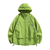 UPF50+Men's Hooded Windbreaker Sunscreen Jacket - Ultra Light Summer Zipper Pocket Elastic Cuffs  Suitable for Outdoor Hiking