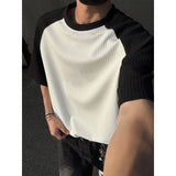 Summer Short Sleeved T-shirt Men Fashion White Casual T Shirt Men Streetwear Korean Pleated T Shirt Mens Top Large Size 4XL