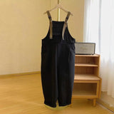 American High-end Denim Overalls Korean High Street Loose Trendy Large-size Tooling Suspender Jumpsuit Aesthetic Chic Streetwear