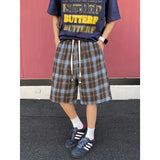 Summer Shorts For Men Fashion Retro Casual Shorts Mens Japanese Streetwear Loose Plaid Shorts Man Shorts Large Size 4XL