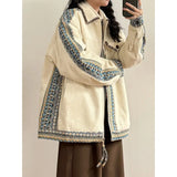 American Retro Lapel Jacket Ethnic Style Embroidered Casual Lapel Jacket Jacket Women Korean 2025 New Fashionable High-end Top